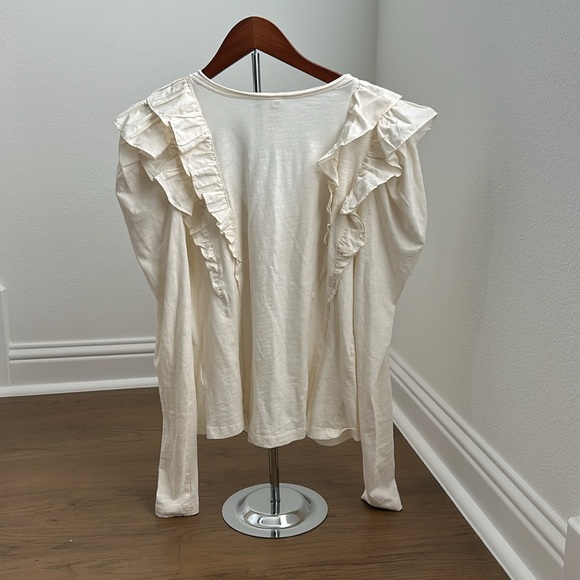 Anthropologie ruffled long sleeve top 100% cotton - Picture 5 of 7